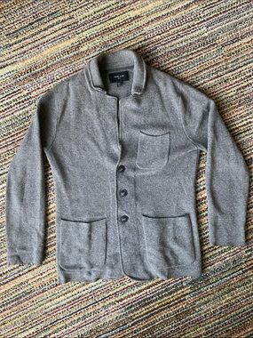 Porter & Ash gray Lambswool knit blazer cardigan M